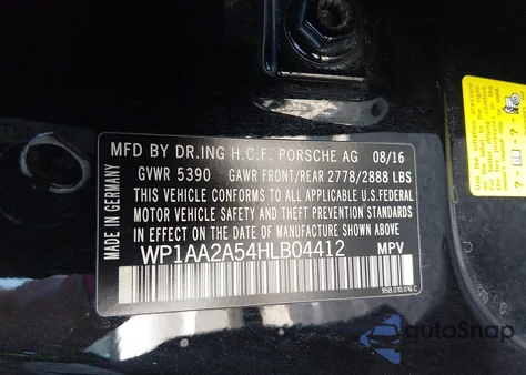 2017 Porsche Macan from USA, damaged, VIN WP1AA2A54HLB04412